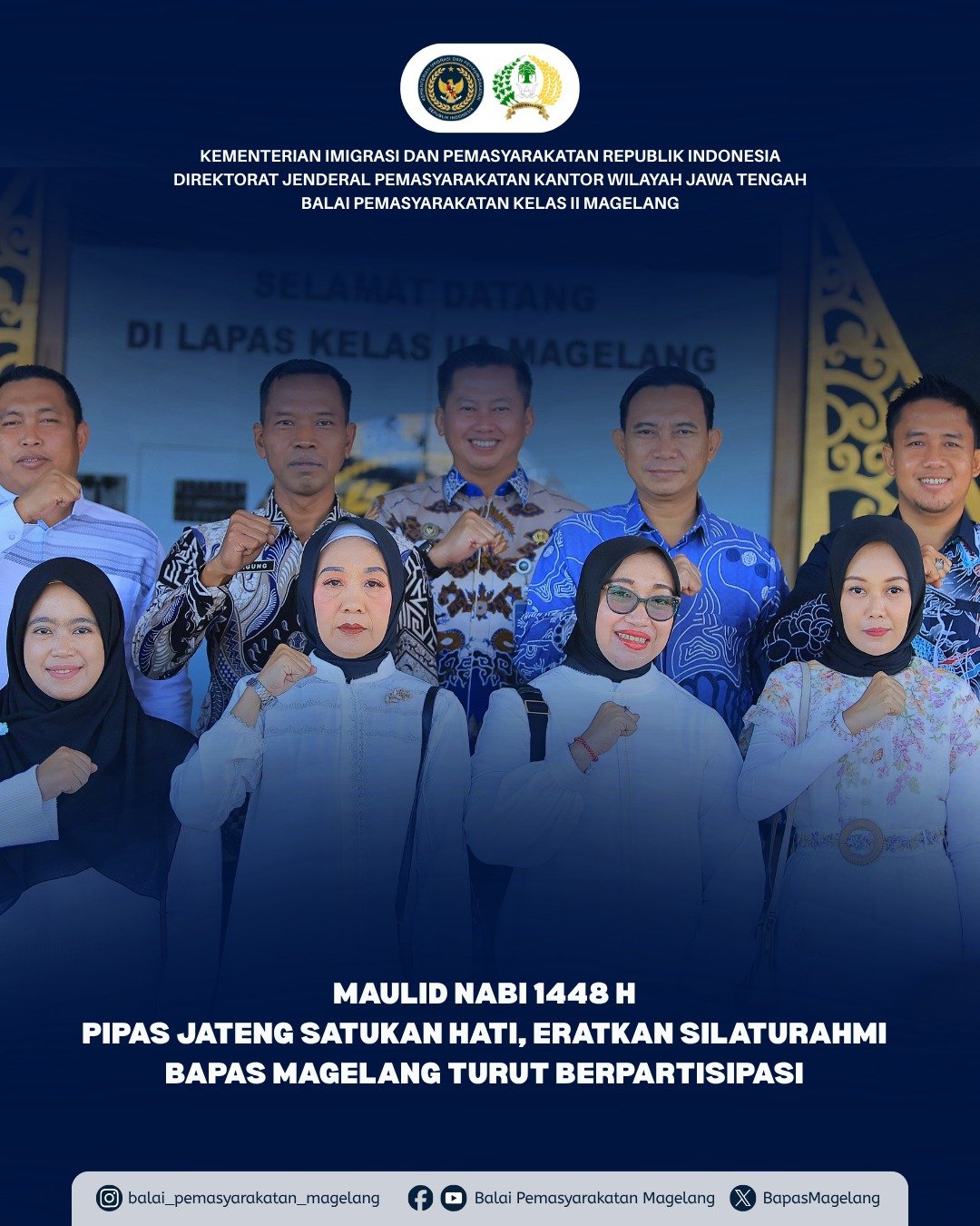 Bapas Magelang Turut Hadiri Maulid Nabi 1448 H, PIPAS Jateng Perkuat Kebersamaan.